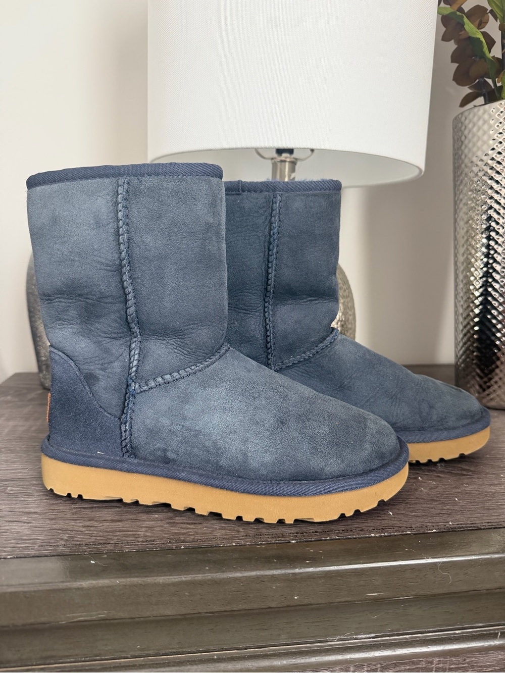 Ugg Women’s Navy Suede Mid-Calf Winter Boots